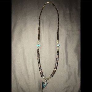 Beaded turquoise arrowhead necklace